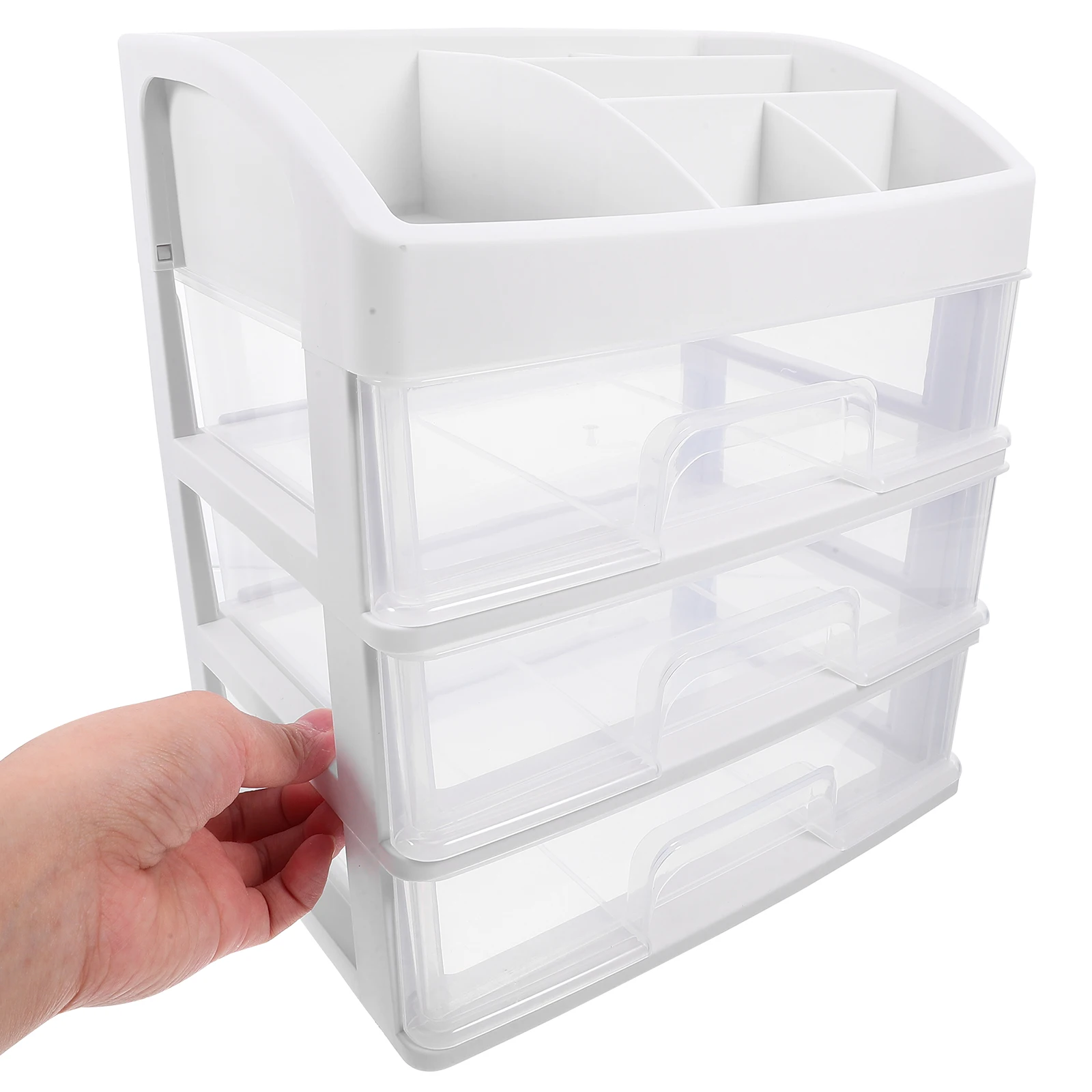 

Drawer Multi-layer Storage Box Office Desk Desktop Organizer Makeup Nail with Drawers White File for