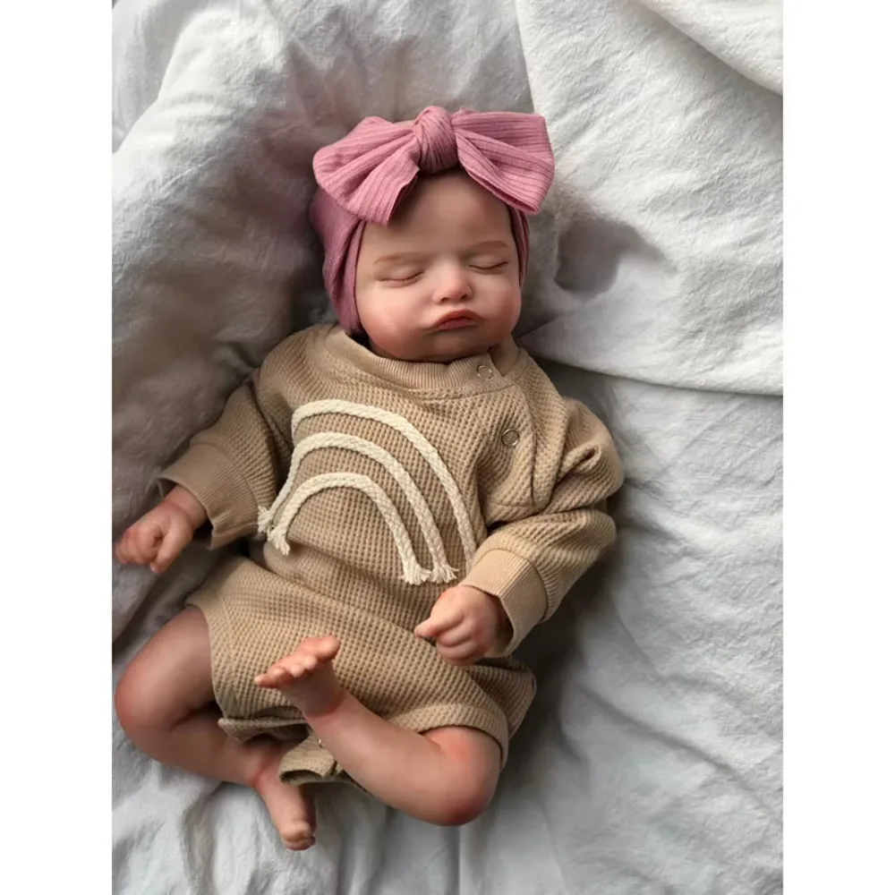 45CM Already Finished Reborn Sleeping Baby Doll Rosalie Soft Touch Multilayer Painting 3D Skin with Visible Veins Muñecas Reborn