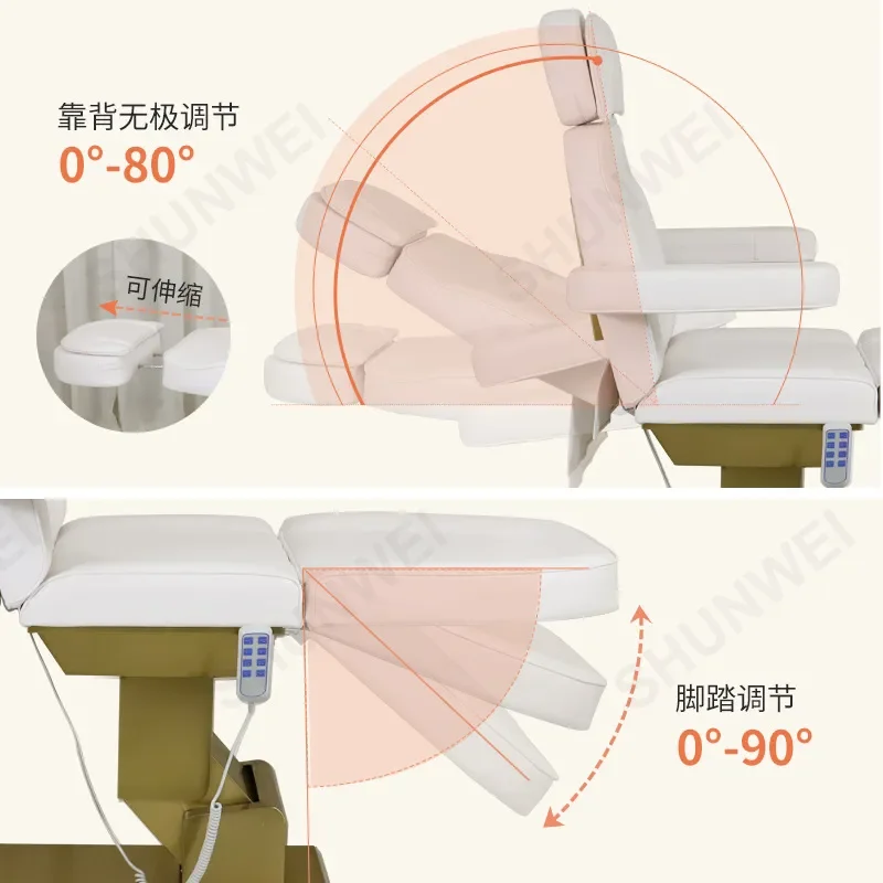 Stepless Adjustment Electric Beauty Bed Massage Table for Tattoo Facial Treatment Spa Furniture