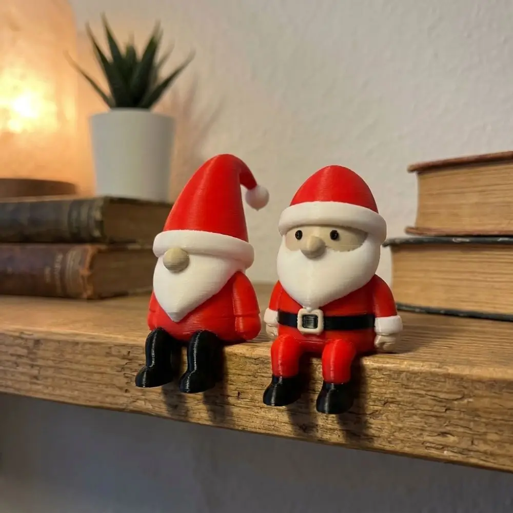 3D Printed Santa Claus Sitting Statue Sitting Posture Santa Ornament Cartoon Fade Resistant Plastic Dwarf Santa Claus Figurine