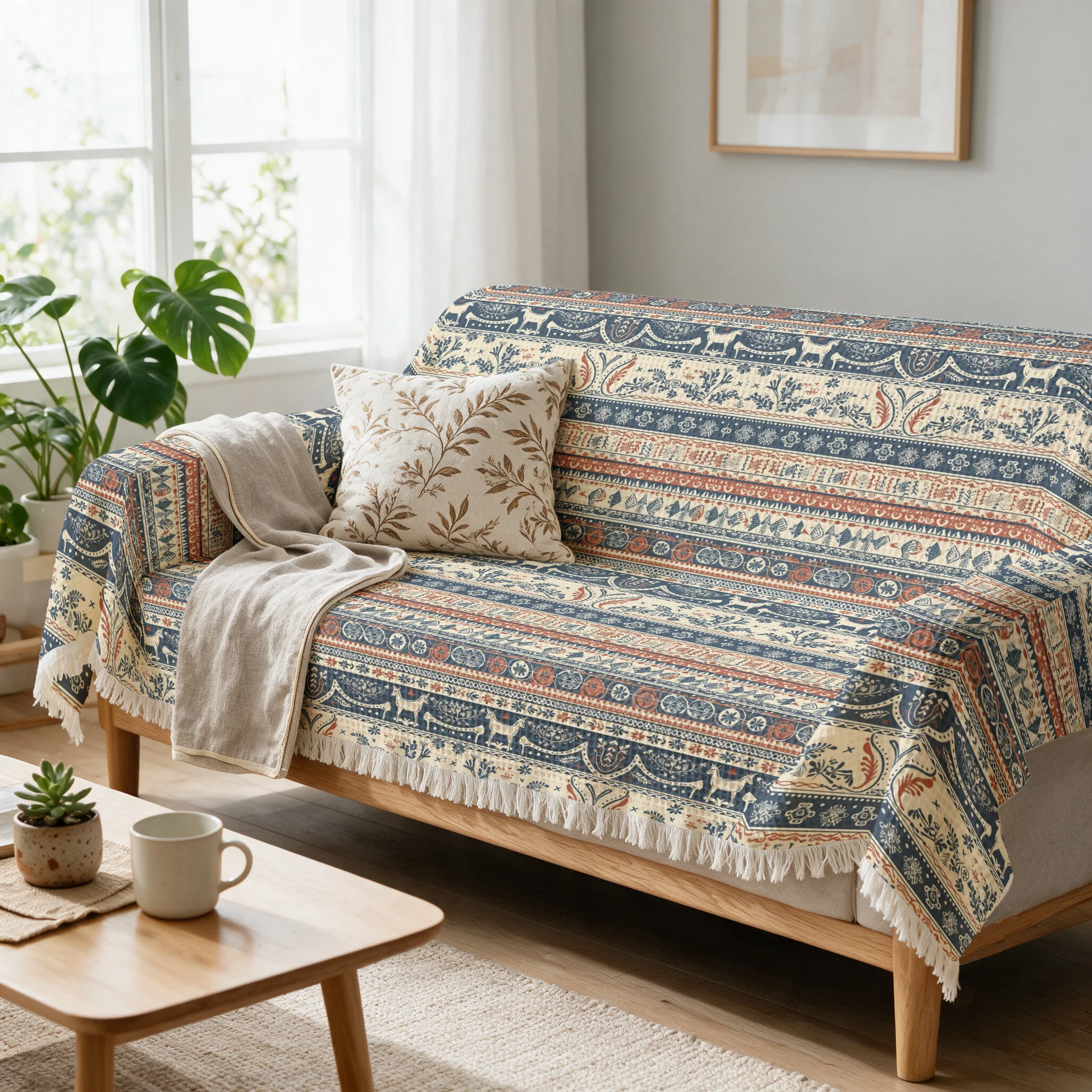 Luxury Boho Nautical Sofa Throw Blanket Cover Dust Proof Couch Decor Textile Accent Seating Bedding Cushion Home Styling