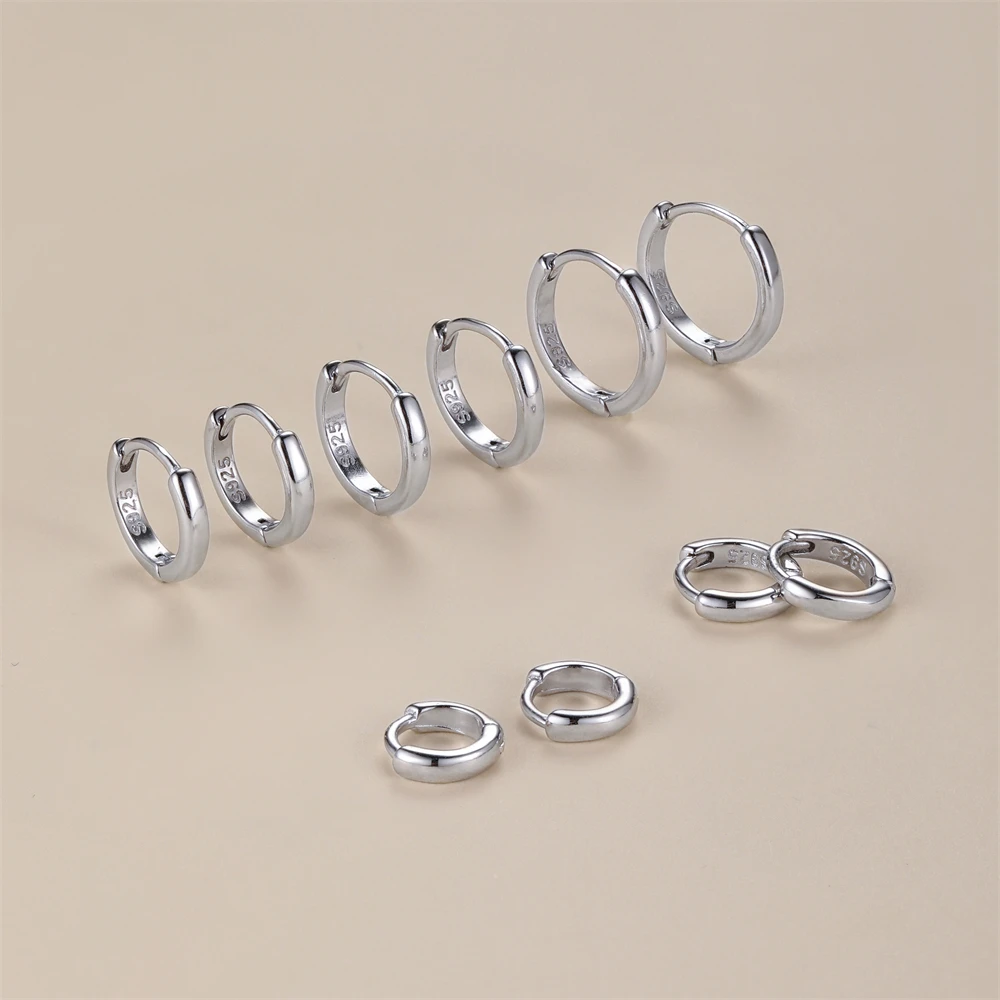 Aide Kleine Creolen aus 925er-Sterlingsilber, Roségold, für Damen und Mädchen, Geschenk, Hochzeit, Verlobung, Party, Geschenk, glatte Ohrknochenschnalle – Detail 3