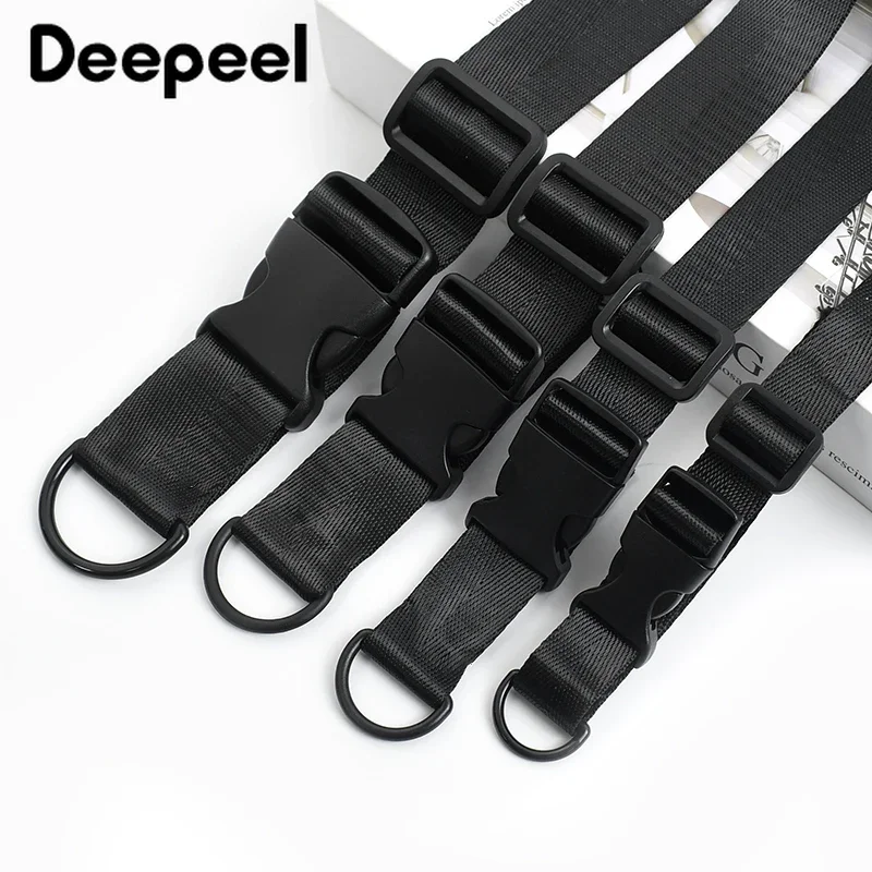 1-5Sets 20-38mm Black Plastic Release Buckle  D Ring Nylon Webbing Slider Clip Hook for Bag Strap Dog Collar Repair Accessories