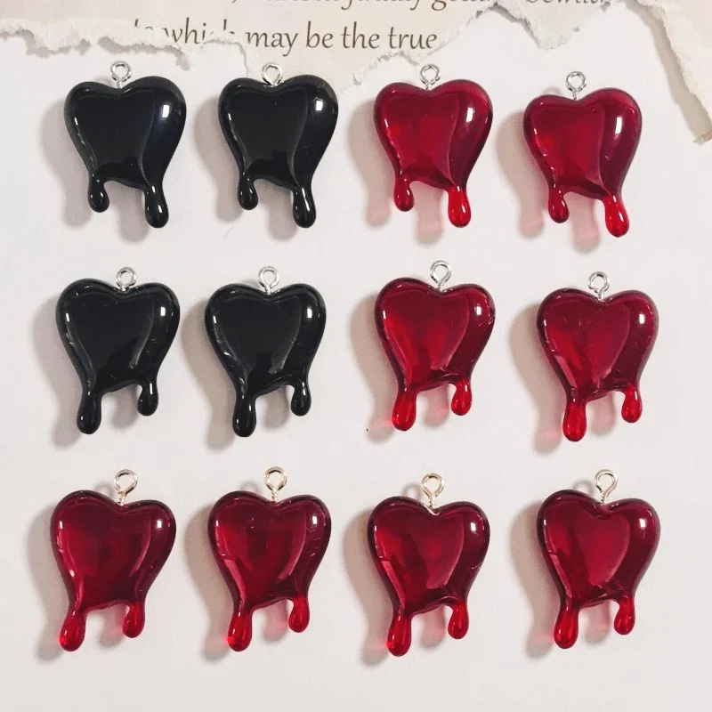 Wholesale 50pcs/lot color print cartoon hearts shape resin beads with hanger diy jewelry garment hair accessory