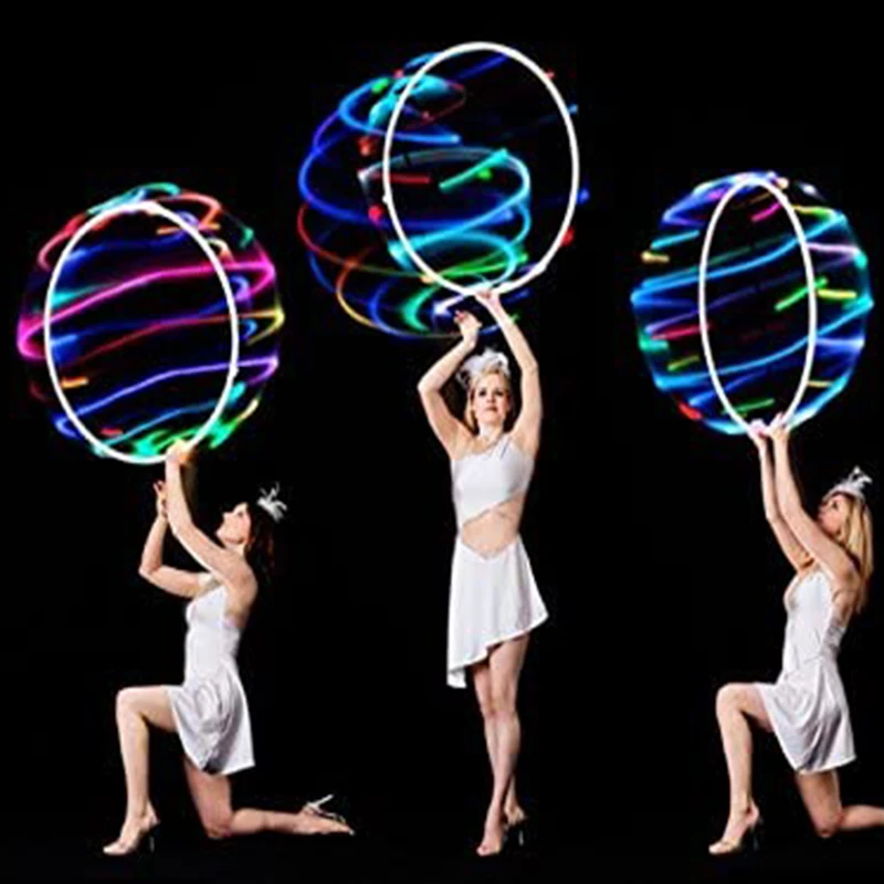 LED Colorful Fitness Circle Performing Arts Abdominal Fat Loss Light Fitness Crossfit Foldable Sport Hoop Gym Fitness Equipments