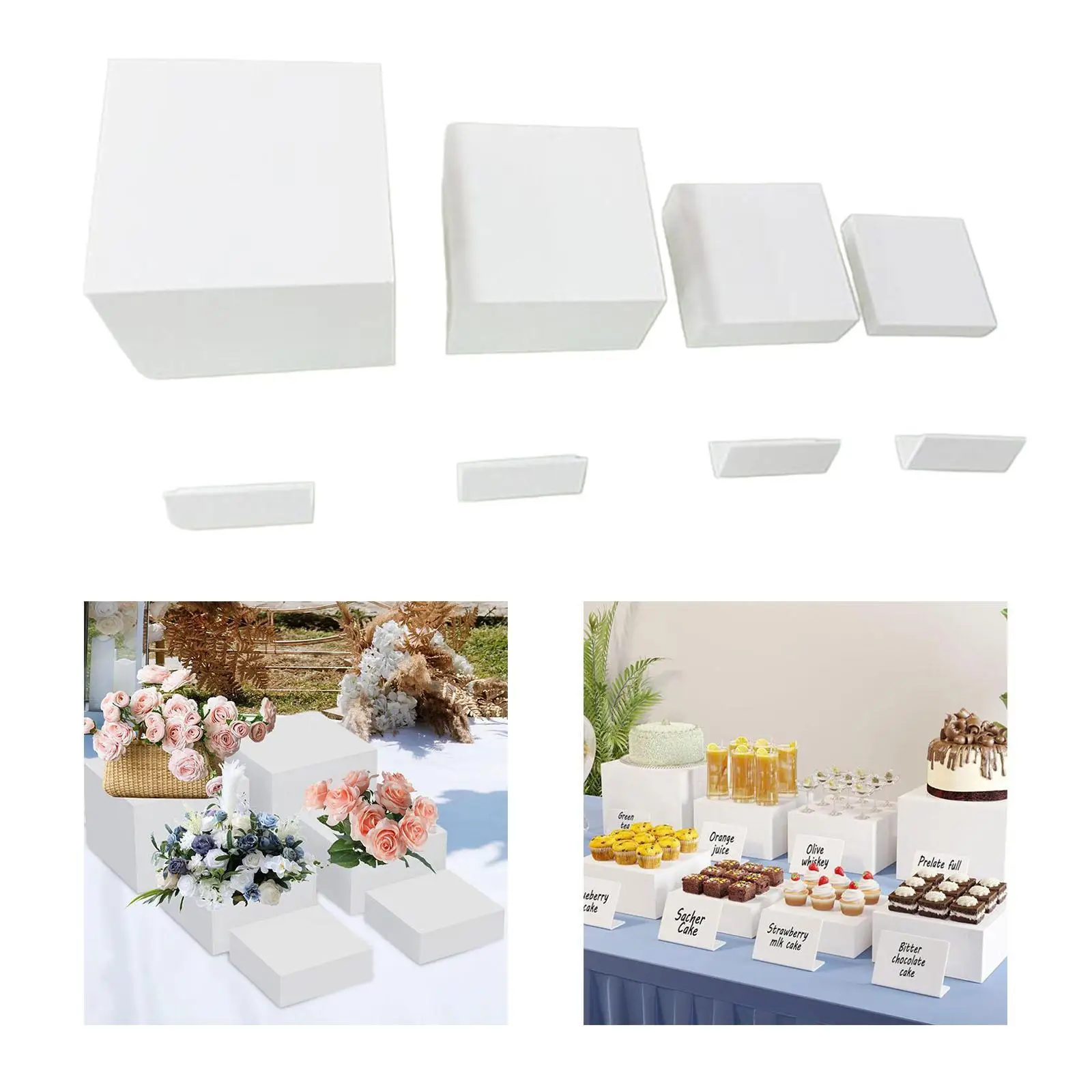 

4Pcs Buffet Riser Dessert Table Display Set Acrylic Display Risers Food Riser for Food Brunch Wedding Small Figurine Jewelry