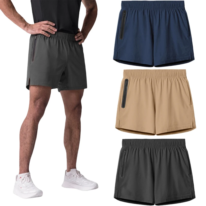 Najnowsze letnie szorty męskie na siłownię, do biegania, fitnessu, treningu, krótkie spodnie męskie, oddychające, szybkoschnące, ze sznurkiem, czarne szorty męskie.