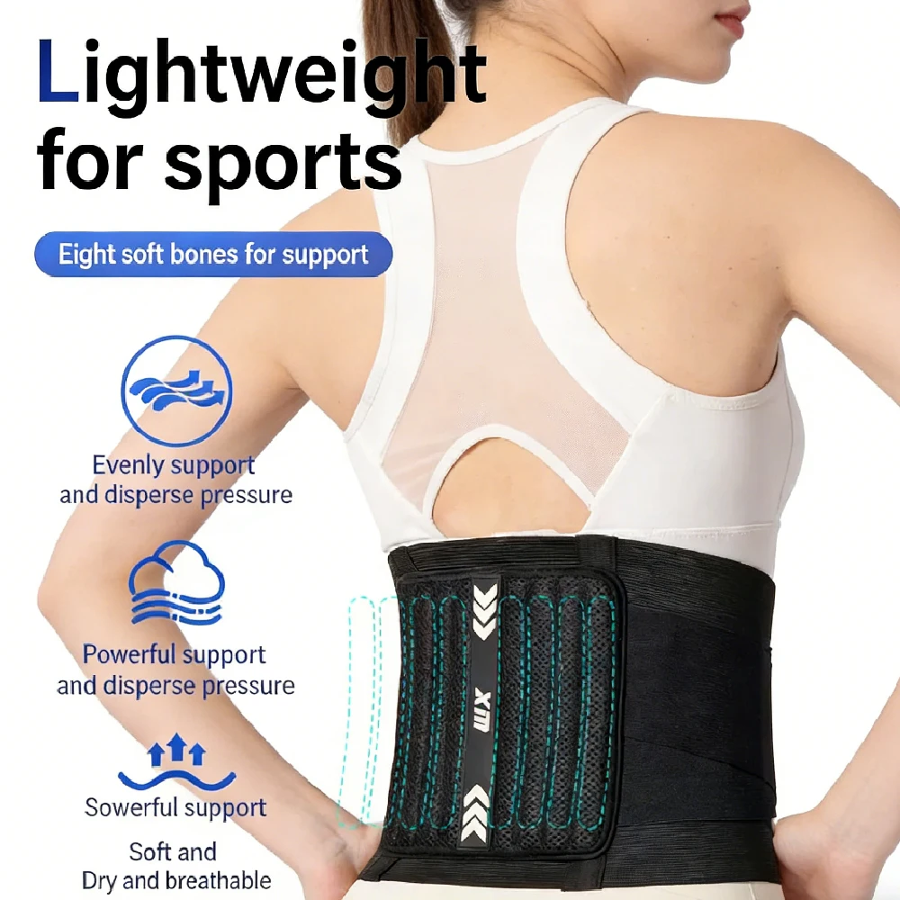 1PCS 8 Stays Ergonomic Back Brace,Easy On Off Lumbar Support Belt for Men Women, Effective Relief for Lower Back Pain Sciatica