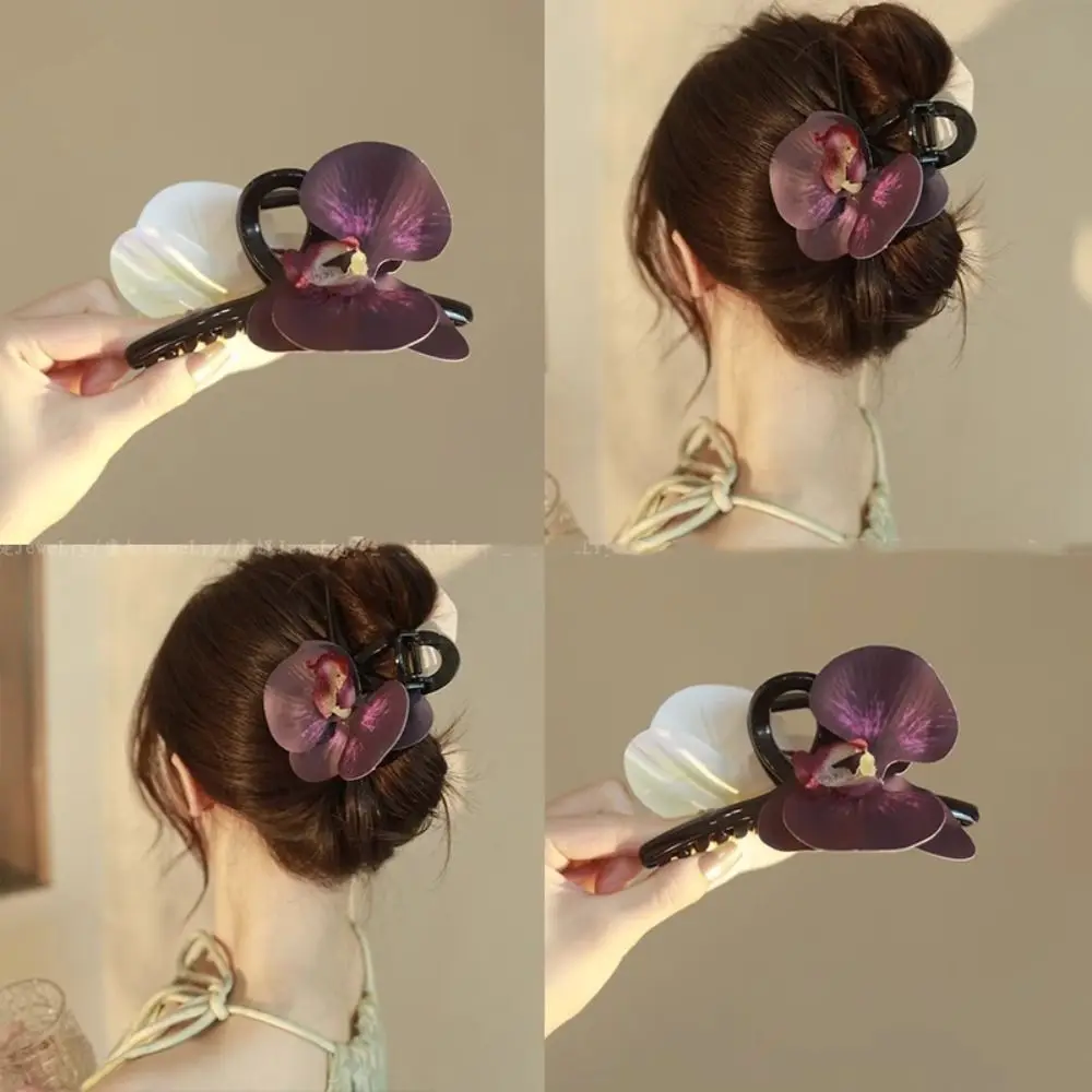 

Bohemia Barrettes Flower Hair Claw Ponytail Clip Shark Clip Butterfly Orchid Hair Clip Grab Clip Headdress Large Shark Clip