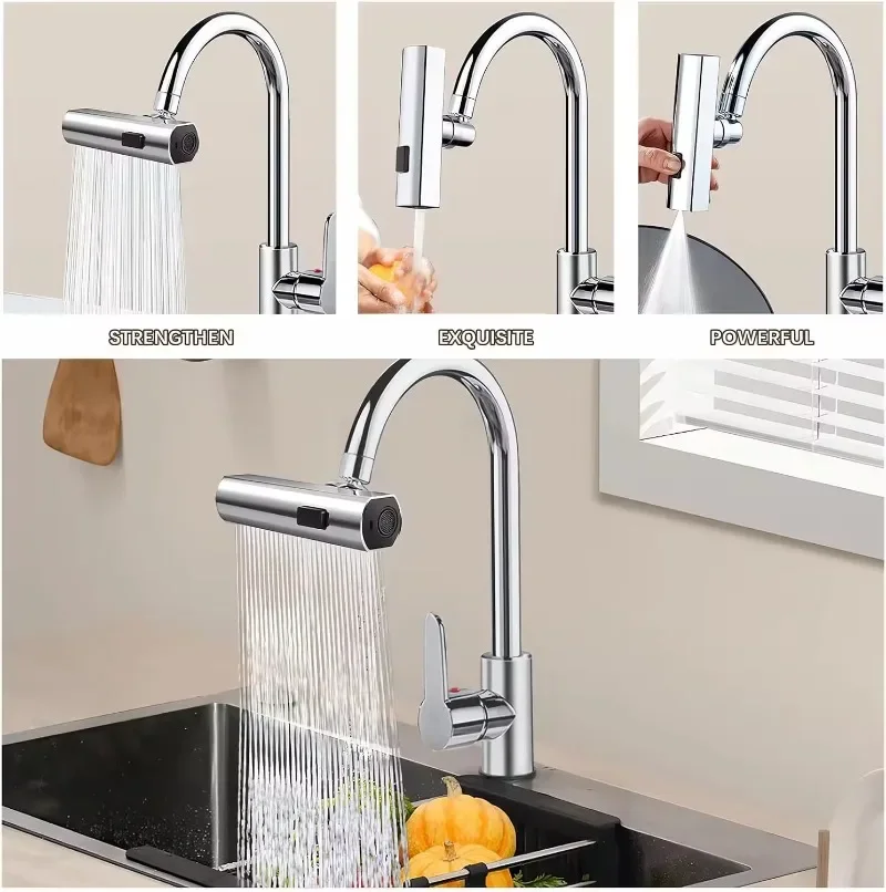 Three Level Waterfall Universal Faucet Extension Device Vegetable Washing Splash Proof Device Rotatable Universal Jointbox