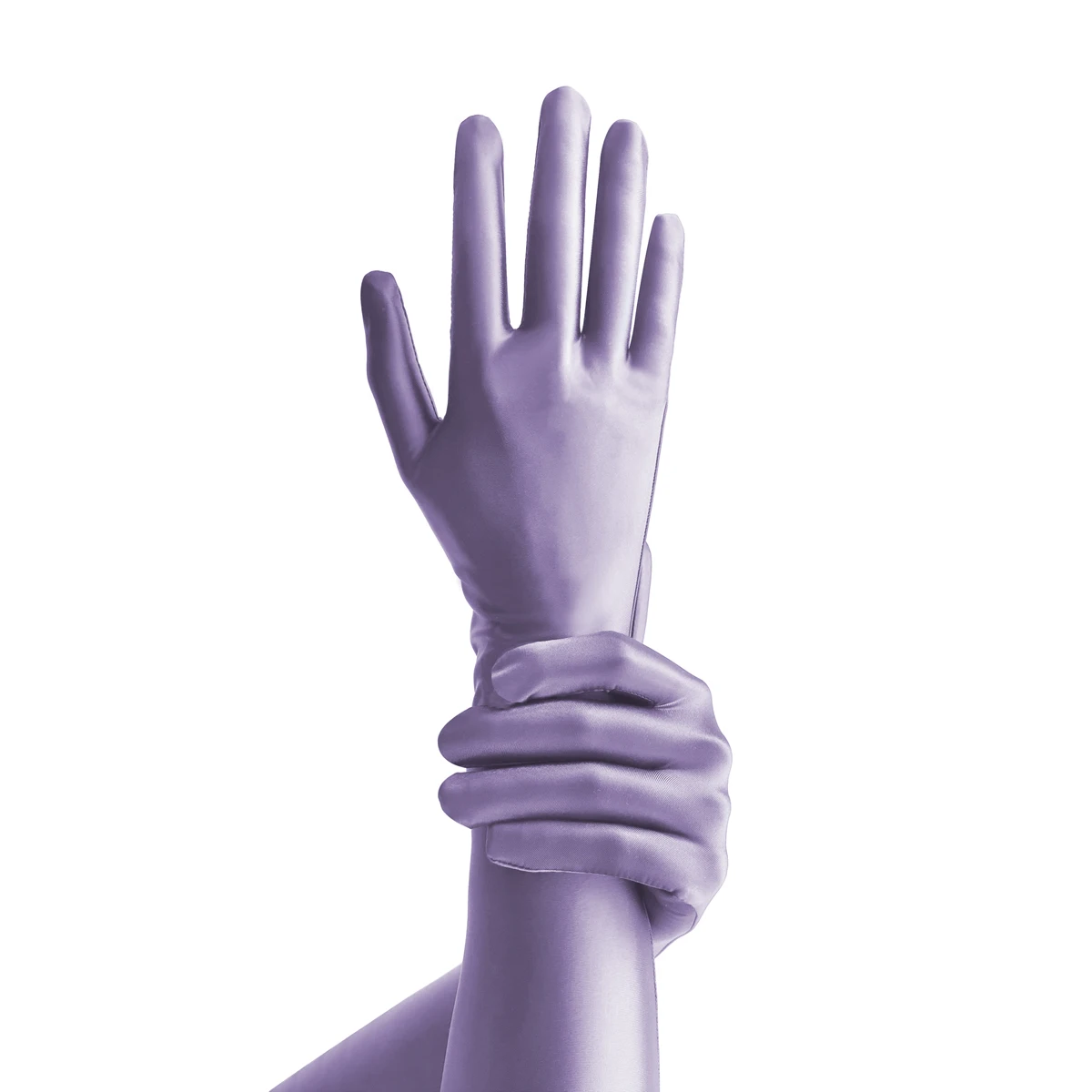 سلسلة AMORESY Alecto لامعة من الألياف اللدنة لون مبهر للحماية من أشعة الشمس الرائعة بخمسة أصابع وأكمام طويلة قفازات ملونة للحفلات التنكرية