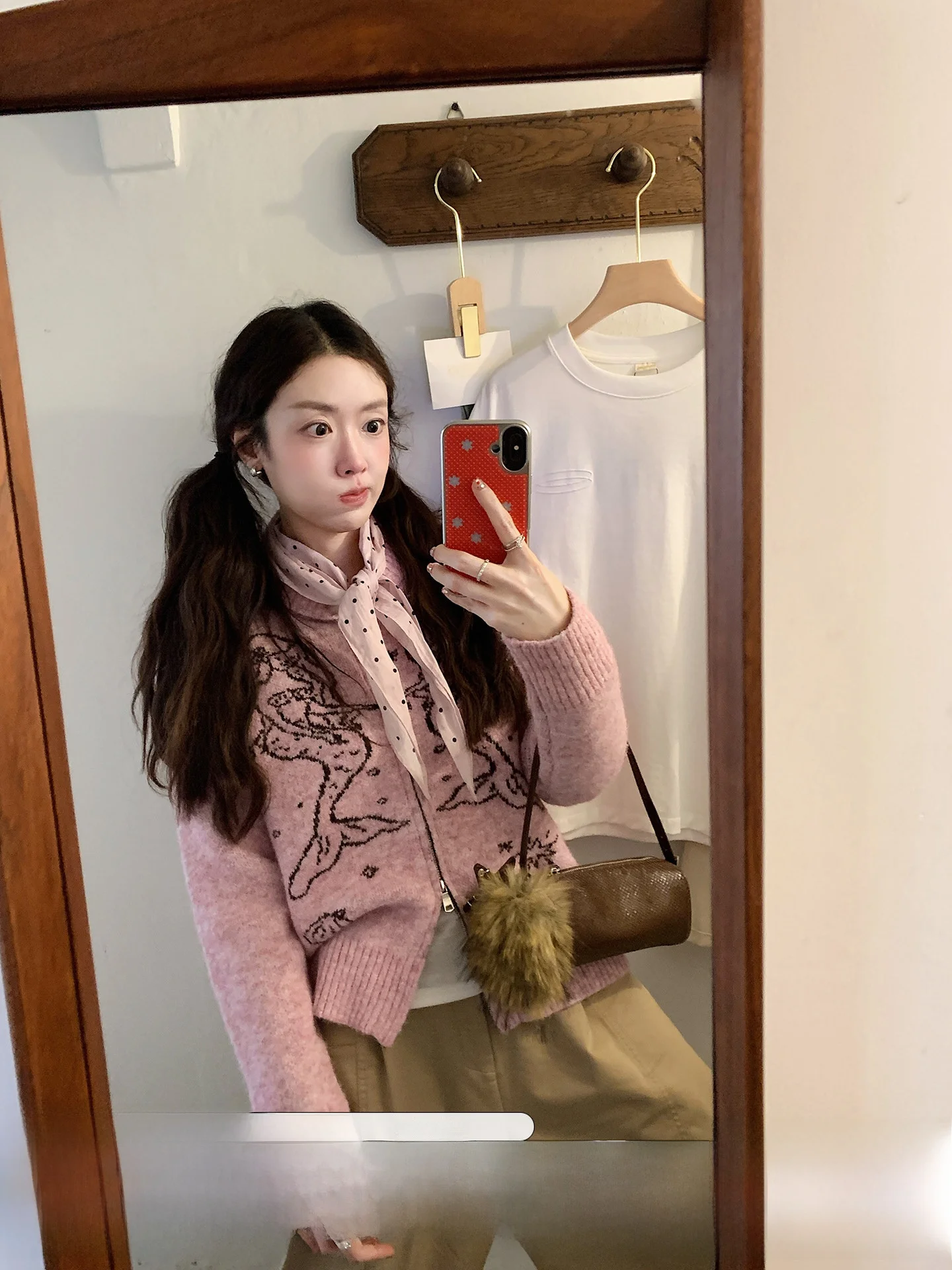 

Stberry Jump Mermaid Double Zipper Knitted Cardigan Women's Spring Design Slimming Sweater Jaet Long Sve Cartoon Print