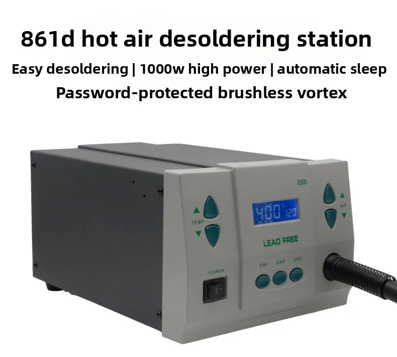 

861D heat gun desoldering station intelligent high-power 1000W digital display thermostatic welding gun