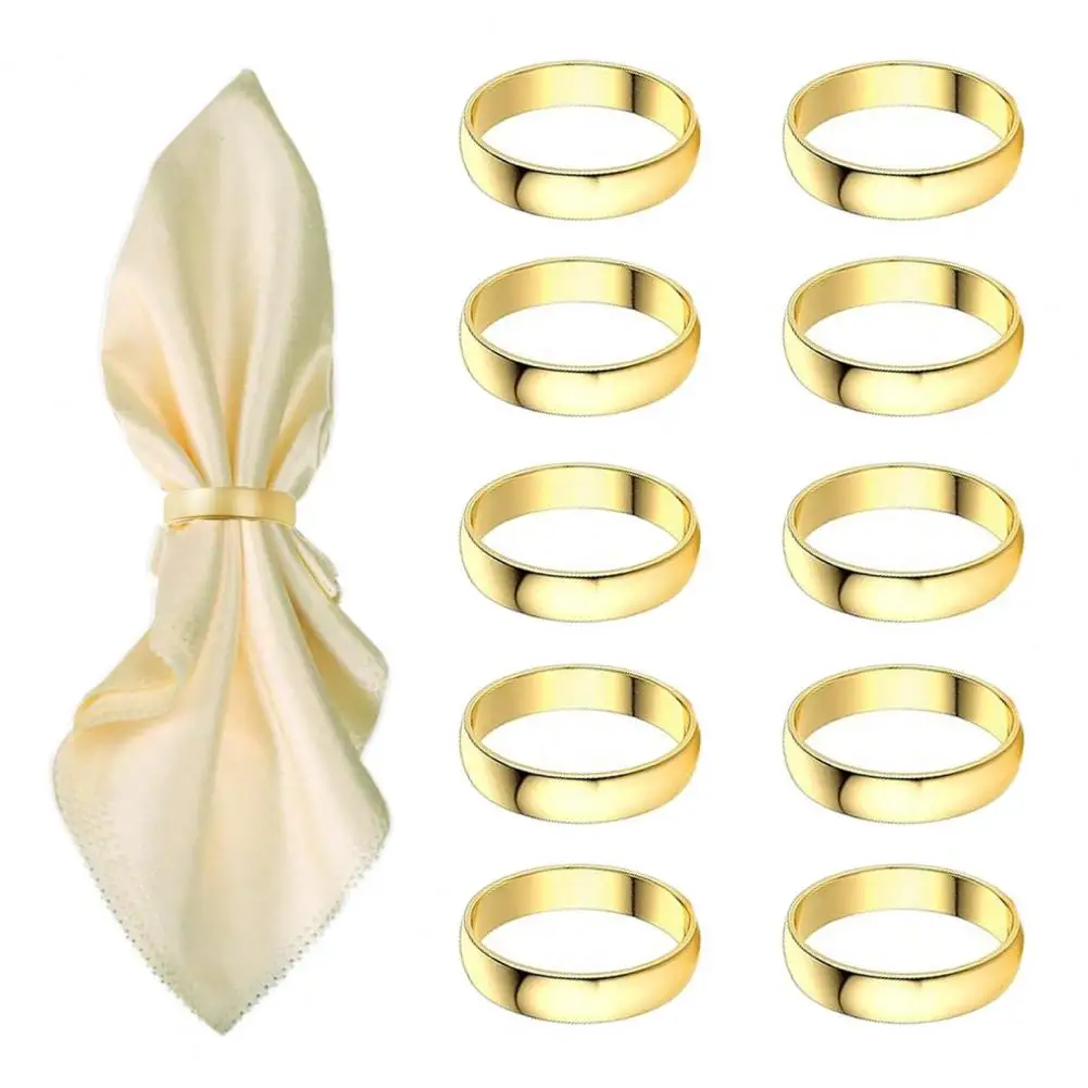 Modern Napkin Ring Set 6/12pcs Golden Napkin Rings Metal Circle Design Elegant Table Decoration Buckles Wedding Party Family