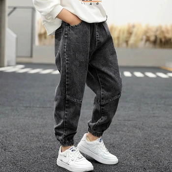3-12 Years Old Spring Autumn Boys Jeans Fashion Splicing Slim Fit Style Long Denim Pants For Kids Children Trousers 5