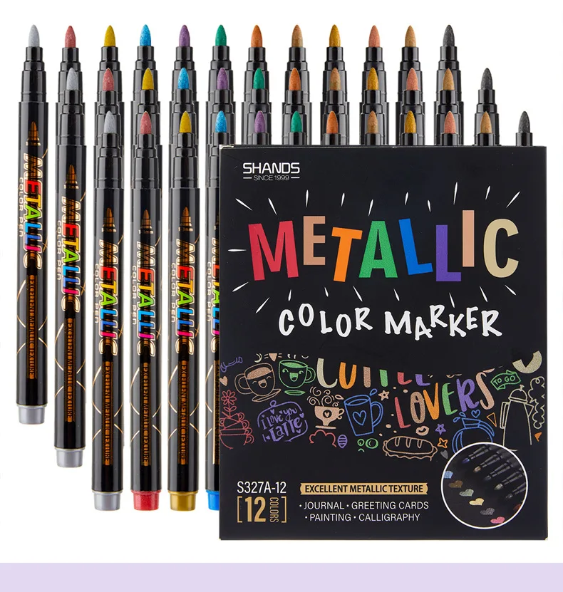 Metallic Marker Pen Set Waterproof Quick Dry Paint Marker for Glass Ceramic Rock DIY Scrapbooking Card Making Art Craft Supplies