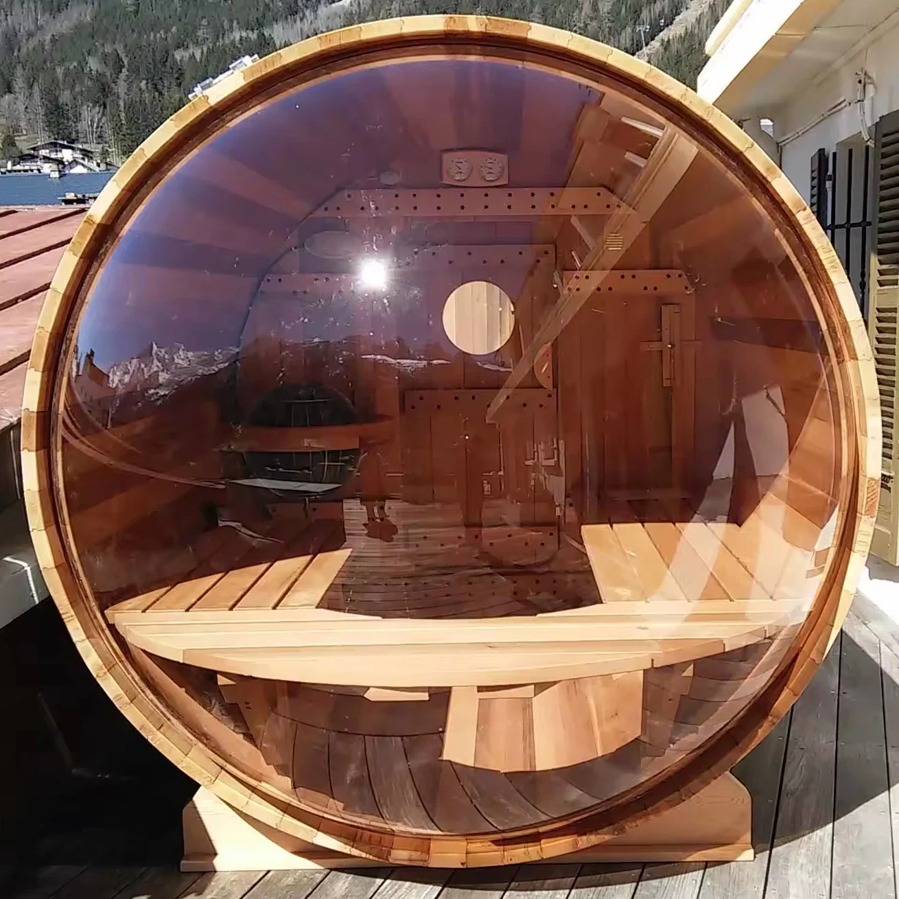 Bathroom Bathtub,Thermo Pine Barrel Sauna With Panoramic View In Pine Or Cedar For Outdoor