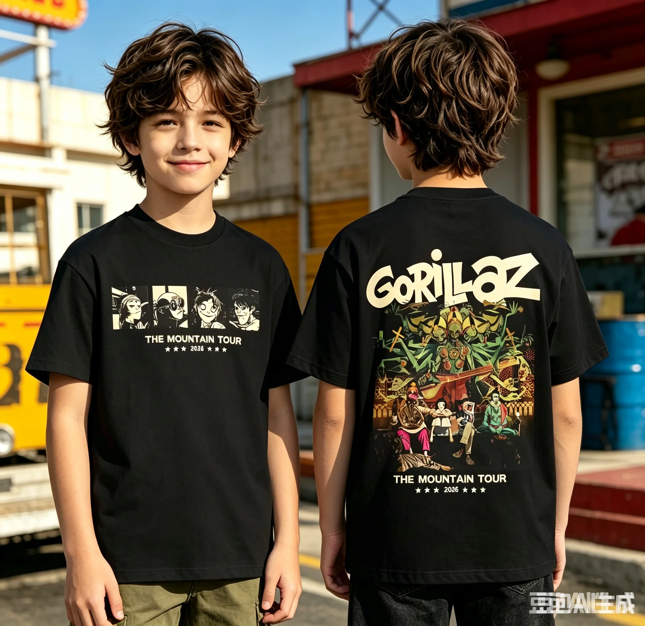 1pc Band Gorillaz The Mountain Tour 2026 Graphic  Cotton T shirt Unisex Men Women Kids Streetwear Casual Short Sleeve Tops