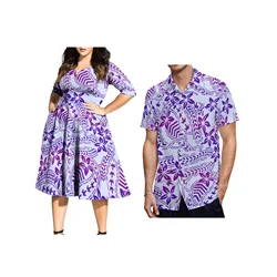 Knee Length Ladies Dress Polynesian Dress Custom Pacific Island Design Womens Clothing Split Neck Half Sleeve Party Dress