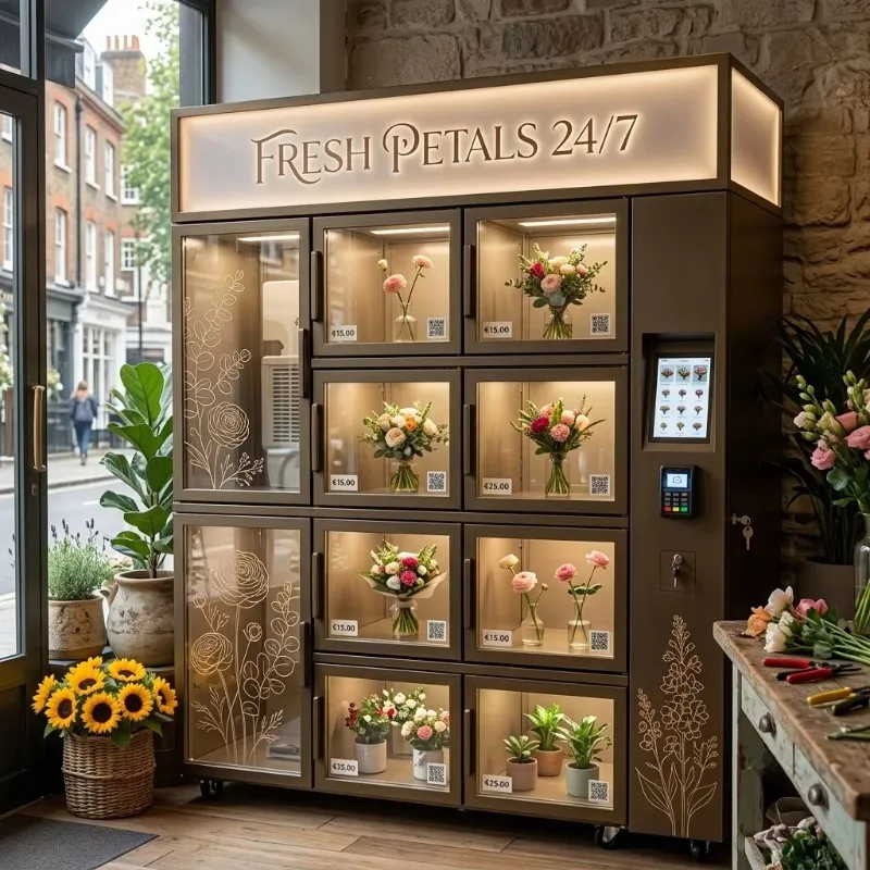 Flower Vending Machine Adjustable Lockers Multi Door Cloud System SDK API for Flower and Chocolate Teddy Bear Gift