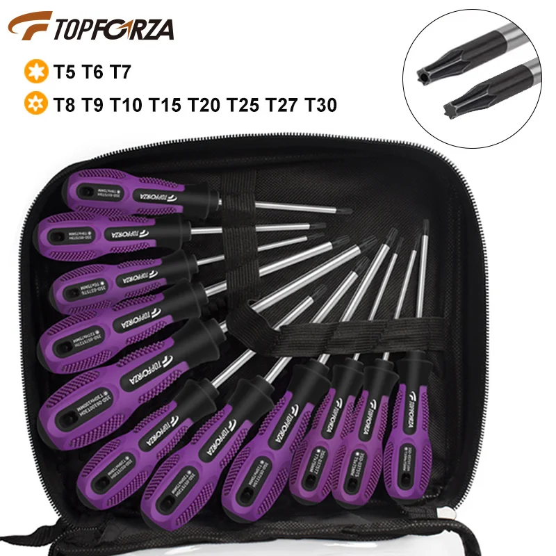 11 PCS Torx Screwdriver Set Magnetic Star Shape Bits Multi-tool Kit T5-T30 Screw Driver Set forTelephone Repair Hand Tool Set