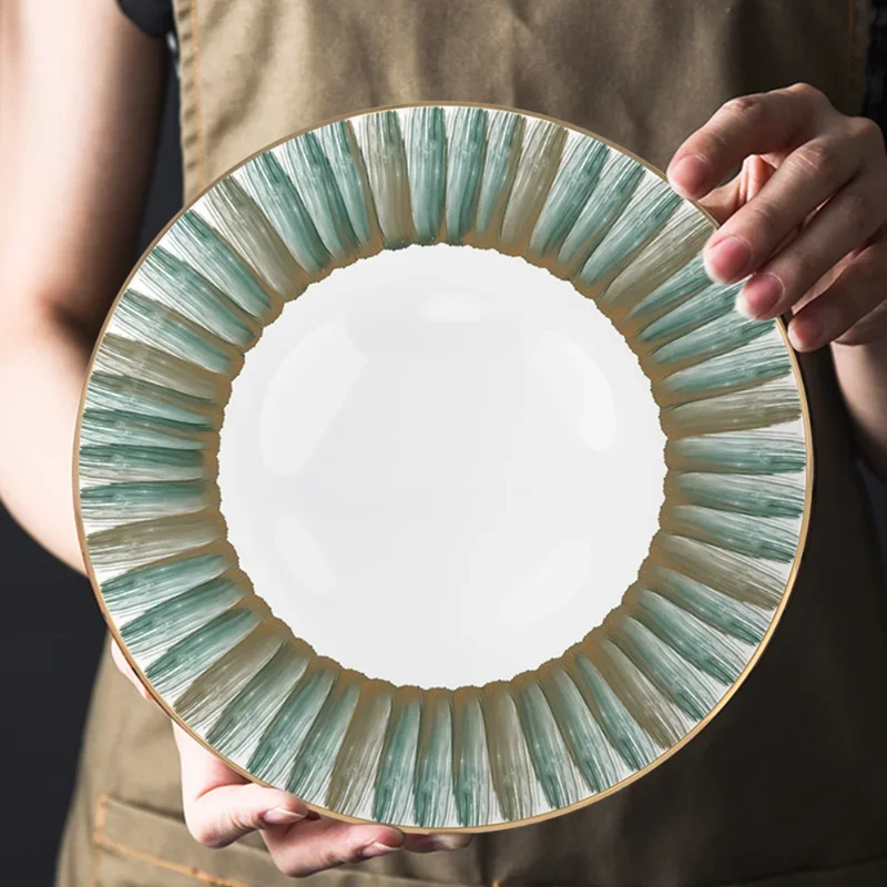 Creative Geometric Phnom Penh Bone China Western Food Plate, Steak Plate, Fish Plate