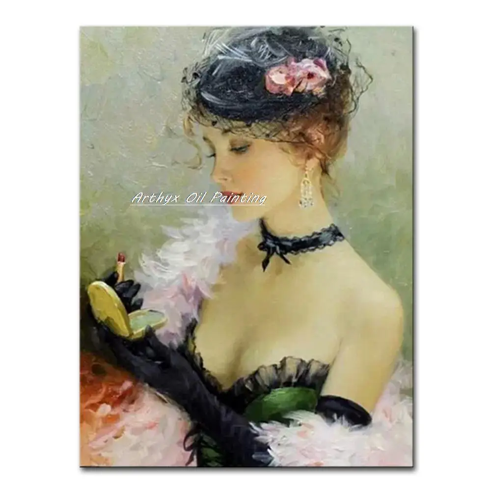 

Arthyx Hand Painted Sexy Girl Oil Painting On Canvas Handmade Women Portrait Wall Pictures For Living Room Home Hotel Decoration