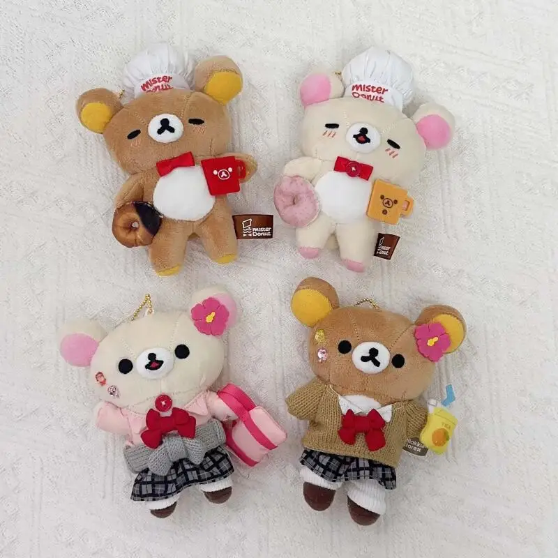 Japanese Rilakkuma Jk Colleges Universities Dress Up Sweet Donut Chef Serie Plush Keychain Couple Backpack Zipper Decoration Toy