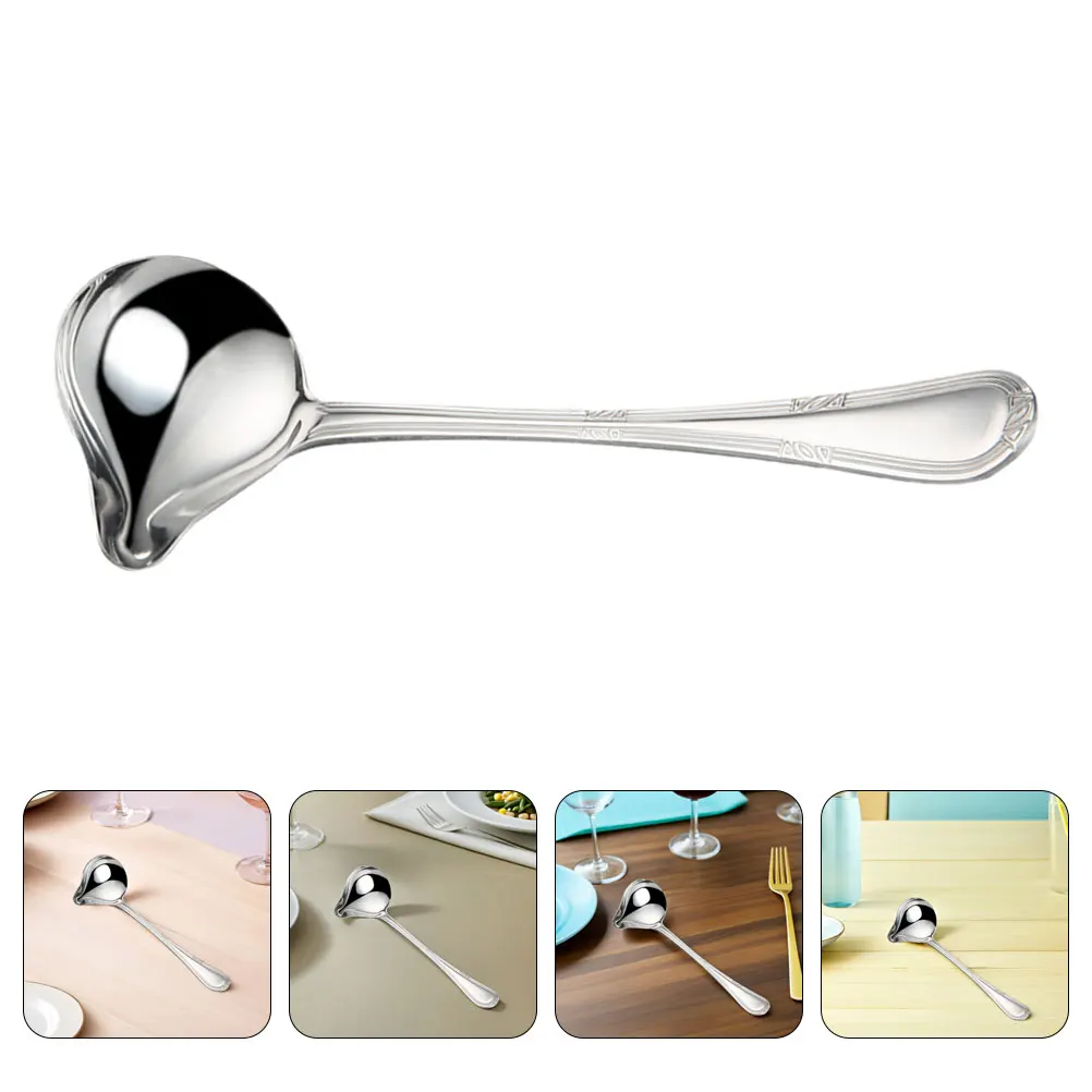 

4pcs Stainless Steel Sauce Ladle Long Handle Duckbill Spout For Precise Pouring Cooking Serving Kitchen Gadgets Soup Ladle