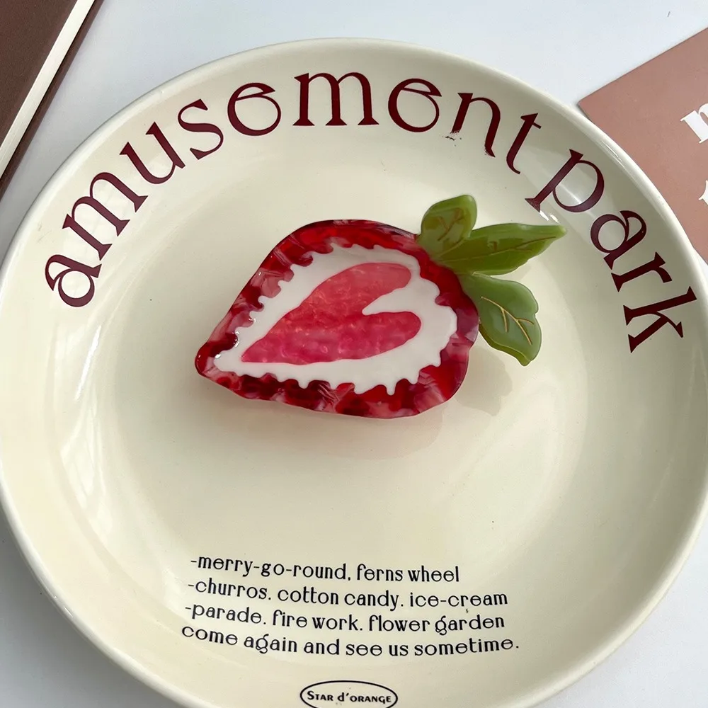 

French Style Heart Strawberry Hair Claw Barrette Headwear Acetic Acid Hair Clip Geometry Korean Style Fruit Hairpin Streetwear