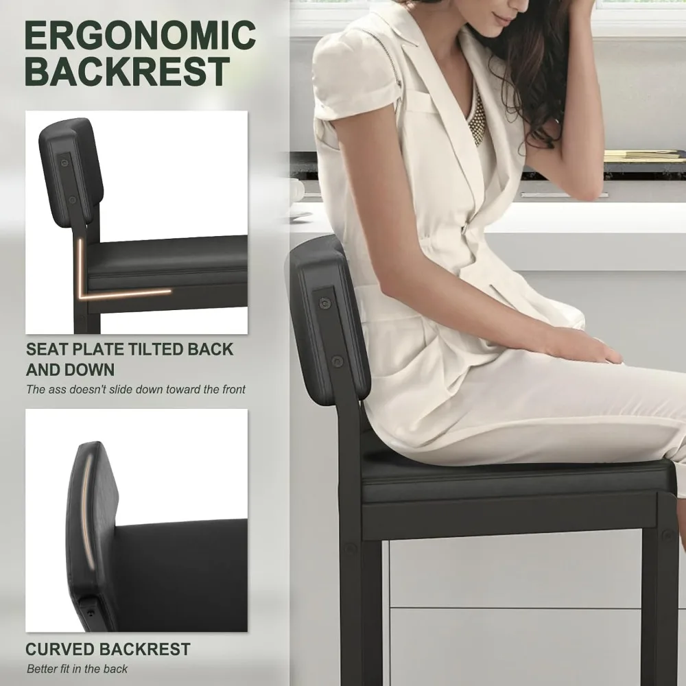 Customized.Mid Century Modern Counter Height Bar Stools, 26" Bar Height Chairs with Backs, Upholstered Counter Stools,