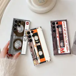 Retro Music Cassette Tape Vintage Phone Case For Samsung Galaxy S24 S23 Ultra S22 S20 Plus S21 FE Clear Cases Back Cover Fundas