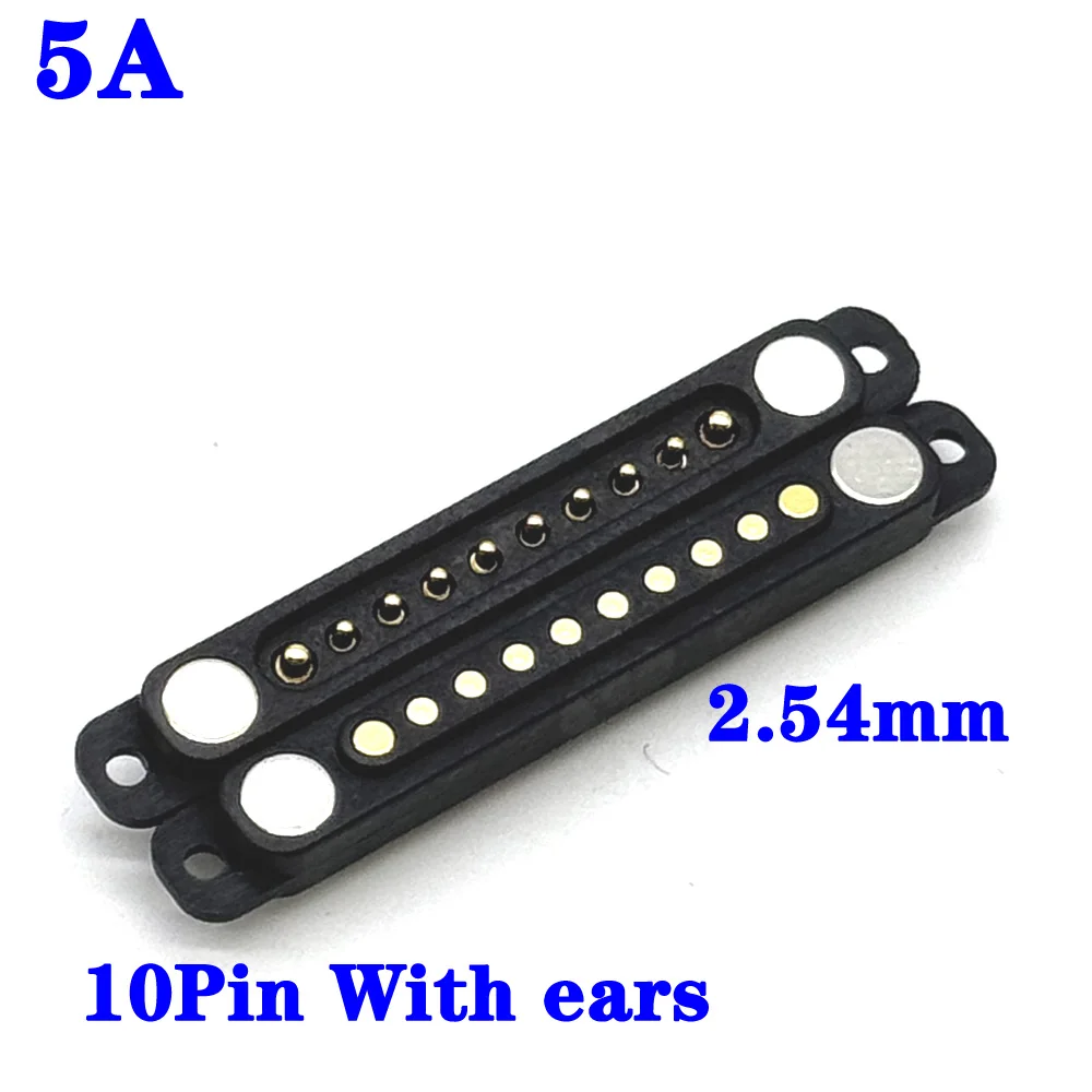 

1Pair 5A Spring Loaded Male Female 2.54mm 4.0mm Pitch 2 3 4 5 6 7 8 9 10 Pole Through Holes PCB Connector DC Magnetic Pogo Pin