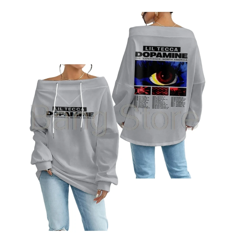 ลิล เทคก้า ดีโอปามีน เอ็กซ์เพิร์นซ์ ทัวร์อเมริกาเหนือเสื้อคอเรือผู้หญิงแขนยาวลำลองเสื้อผ้าสตรีท ‌