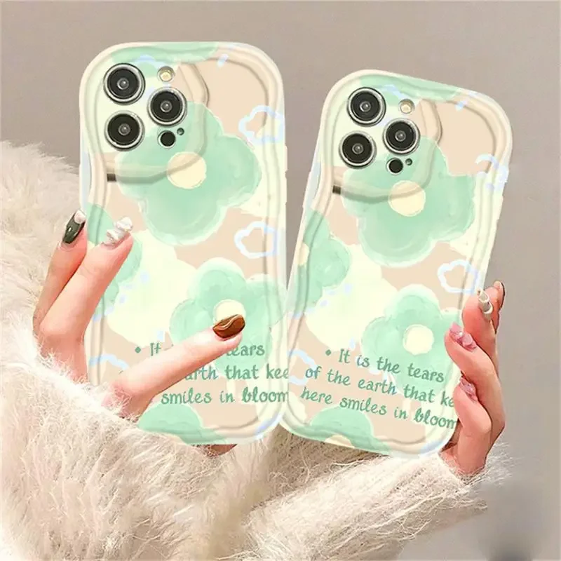 Phone Case For Huawei Honor 90 Lite 20 50 SE X50i Nova 5T 11 7 9 10 P30 Mate 30 40 Pro P40 Lite 5G Flower Wavy Back Cover