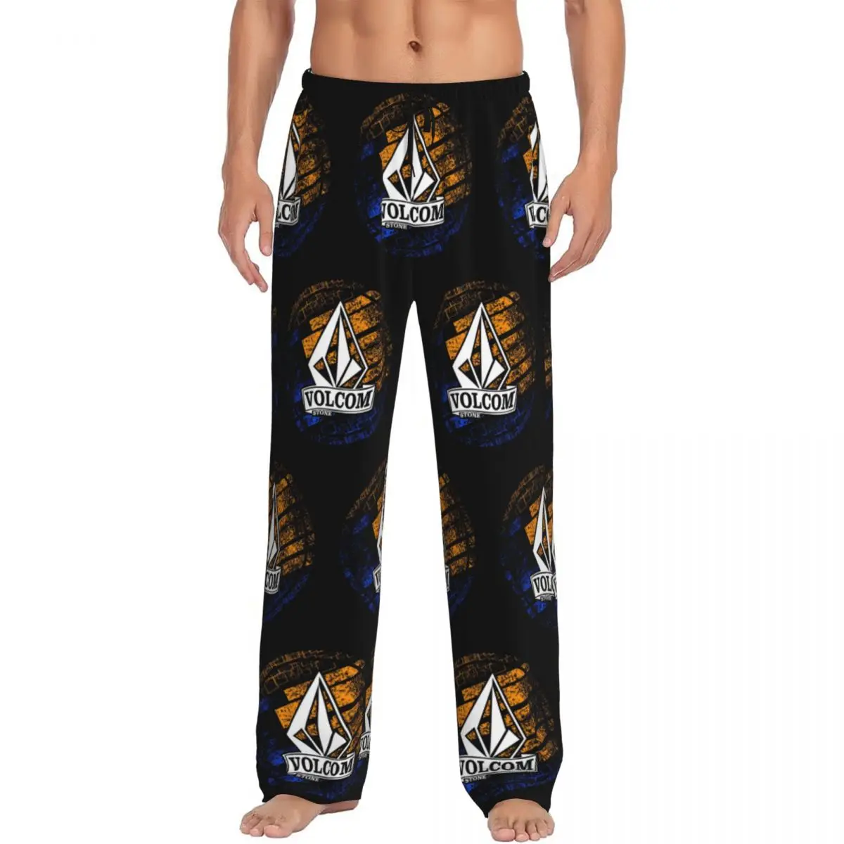 Custom Printed Men's Volcoms Logo Pajama Pants Sleepwear Sleep Lounge Bottoms with Pockets