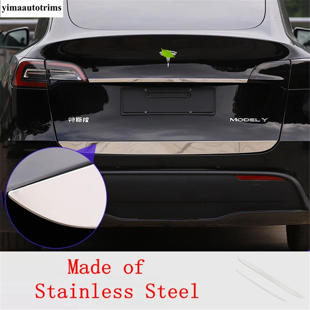 Rear Tail Door Strip Tailgate Trunk Decoration Cover Kit Trim For Tesla Model Y 2021 2022 Stainless Steel Exterior Accessories