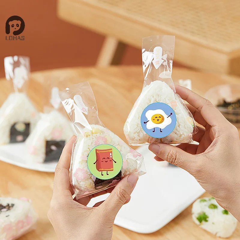 500pcs Round Rice Ball Packaging Bag Stickers Nori Seaweed Onigiri Bags Sticker Sushi Making Mold Tools Bento Accessories