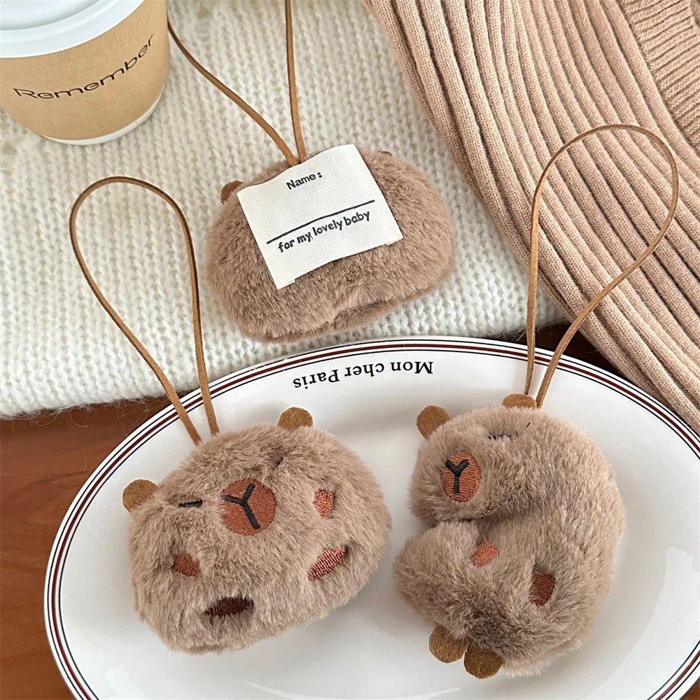 Cartoon Capybara Keychain Cute Plush Capybara Doll Key Ring Fluffty Animal Doll Pendant Creative Bag Pendant Accessories Gift