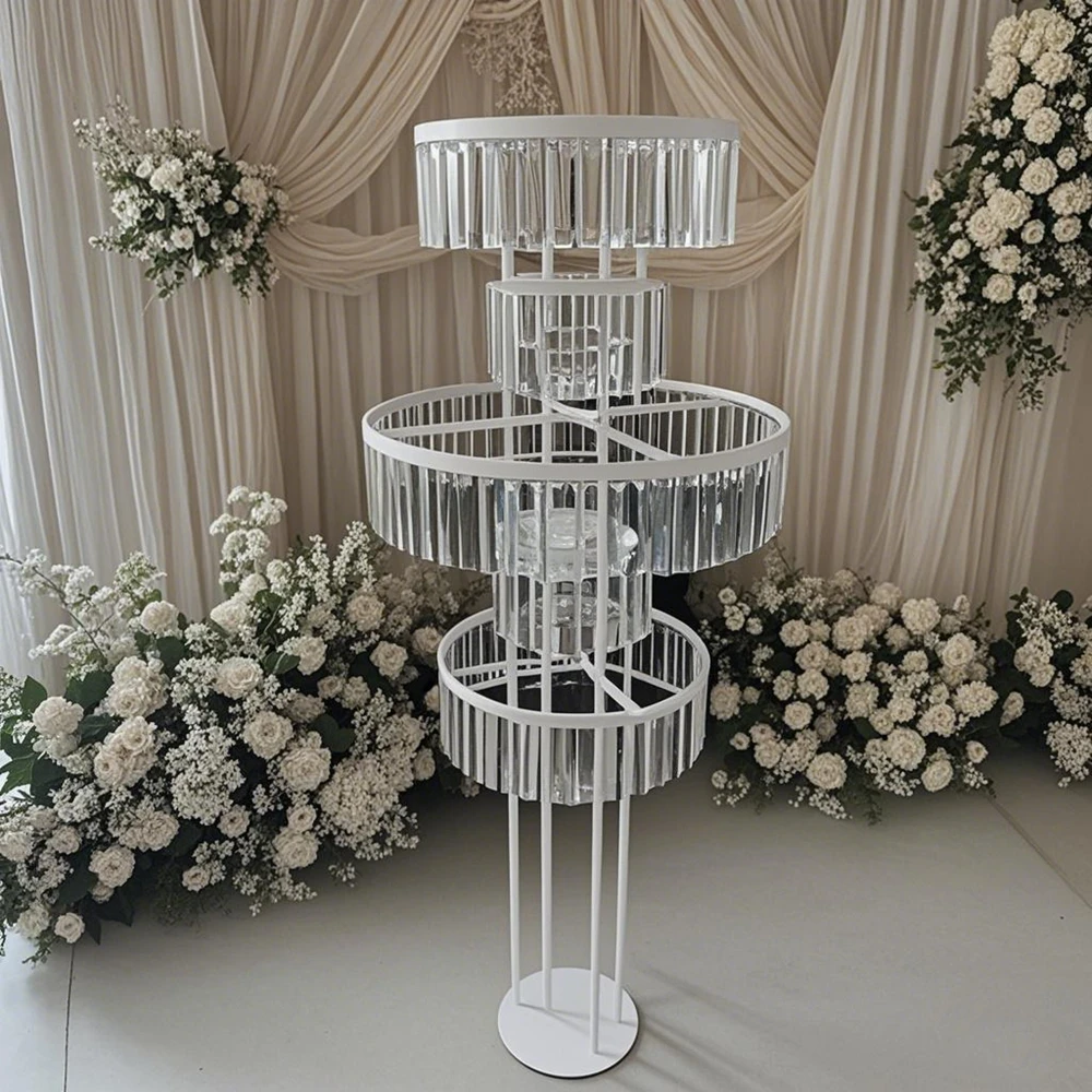 

6pcs130cm)Metal Gold/sliver/black/ White Wedding Table Centerpieces Top Candelabra acrylic Chandelier flower racks table Decor