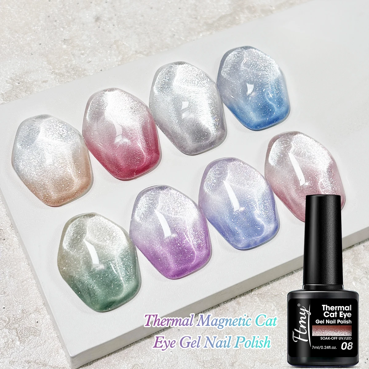 0.24 oz Reflective Glitter Hot Gel Nail Polish - Color change, absorbs UV LEDs, and is fragrance-free for hands, feet, and nails