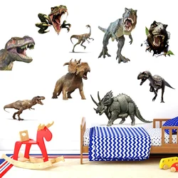 3D dinosaur animation Wall Stickers Boy Kids room Wall Decor Tyrannosaurus PVC Wall Decals Removable Art Murals for Home Decor