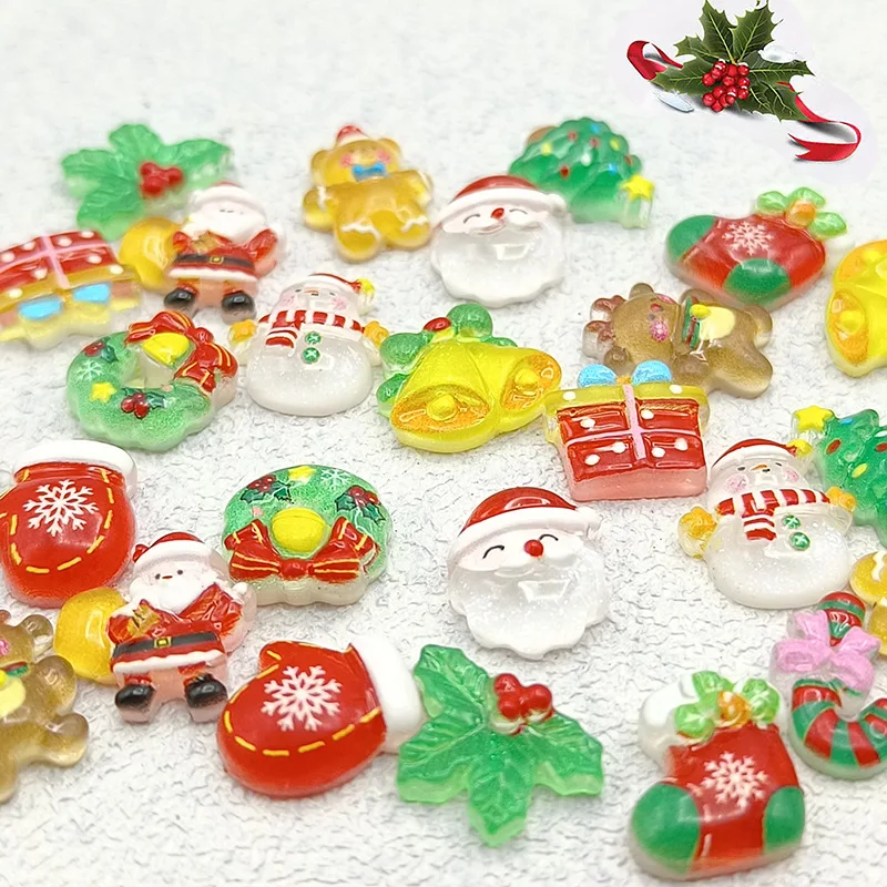 40PCS 3D Acrylic Cartoon Design Christmas Nail Art Decoration Charms Kawaii Accessories For Manicure Nails Supplies Products 2