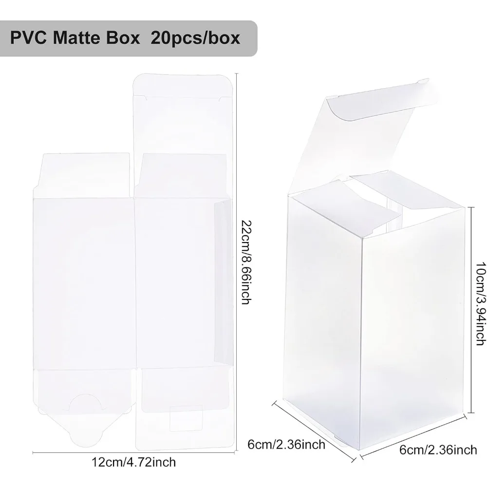 20PCS 4x2.4x2.4'' Matte PVC Favor Boxes Rectangle Flim Covered Clear PVC Packing Boxes for Wedding Birthday Party Candy Treats