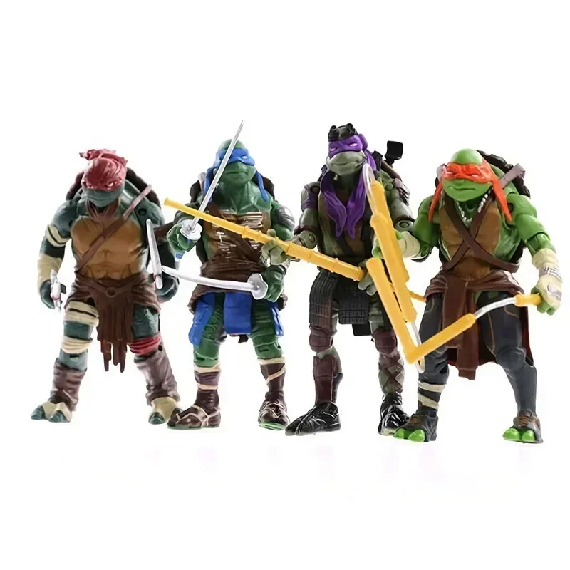 4-teiliges Set Teenage Mutant Ninja Turtles Actionfiguren Anime Cartoon Leo Raph Mike Don TMNT Bewegliche Gelenkpuppen Modell Kinderspielzeug