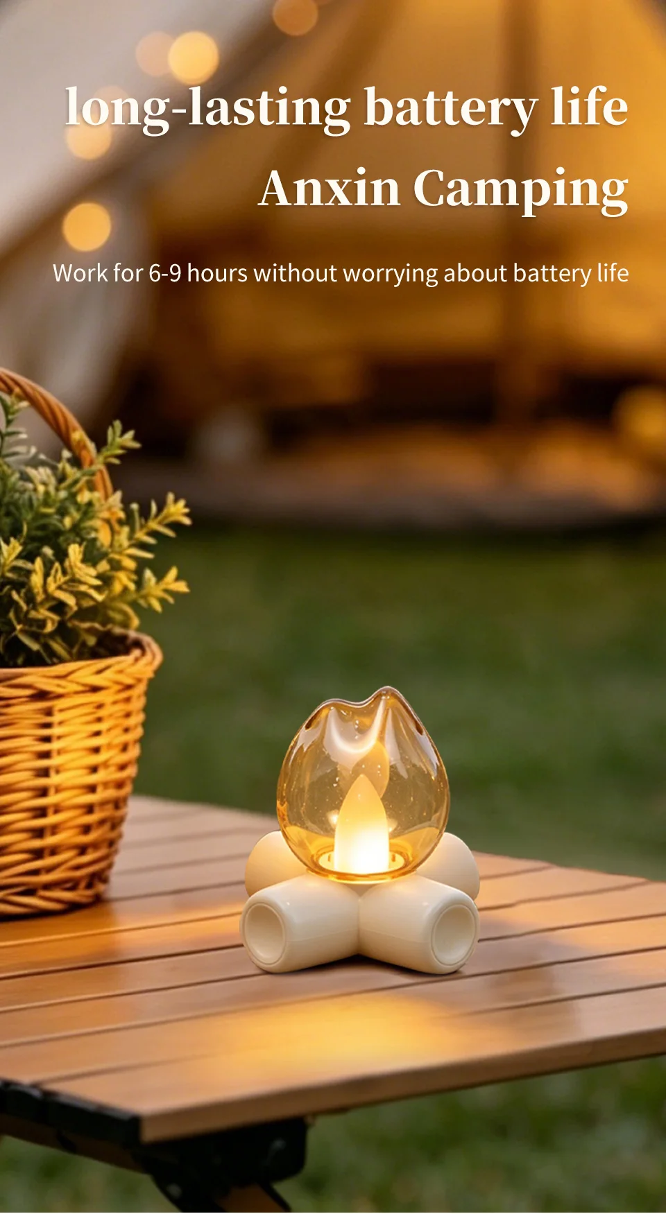 Mini Campfire Simulation Flame Night Light USB Rechargeable Table Lamp LED Candle Lamp Bedroom Decor Atmosphere Lamp Gift