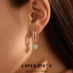 SYOUJYO Water Drop Emerald Green Natural Zircon Earrings For Women 585 Rose Gold Color Wedding Jewelry Luxury Dangle Earrings