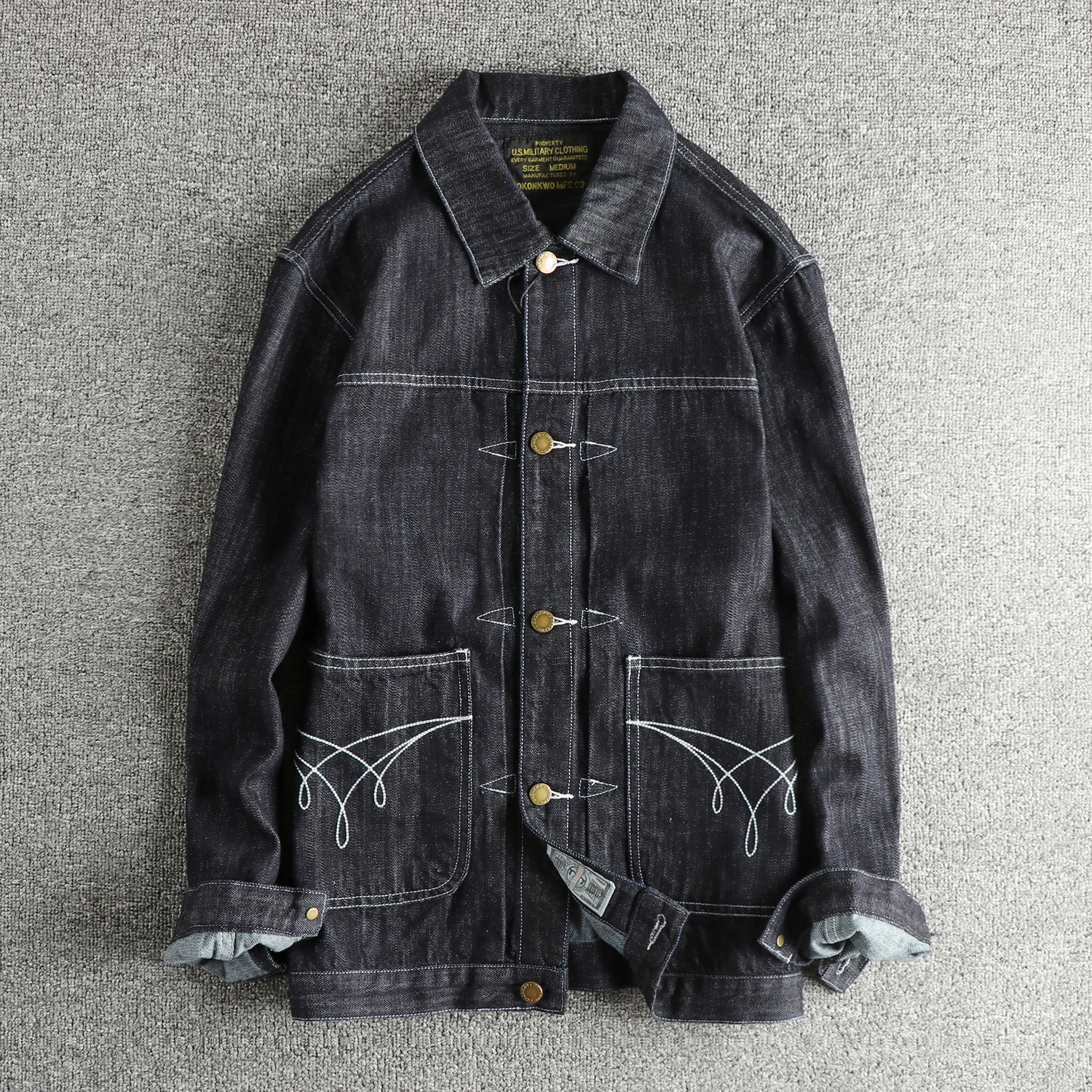 

Retro Style Men's Denim Jacket Heavyweight Original Color Washed Loose Short Youth Outerwear Cotton 100% Wear Resistant Long ...