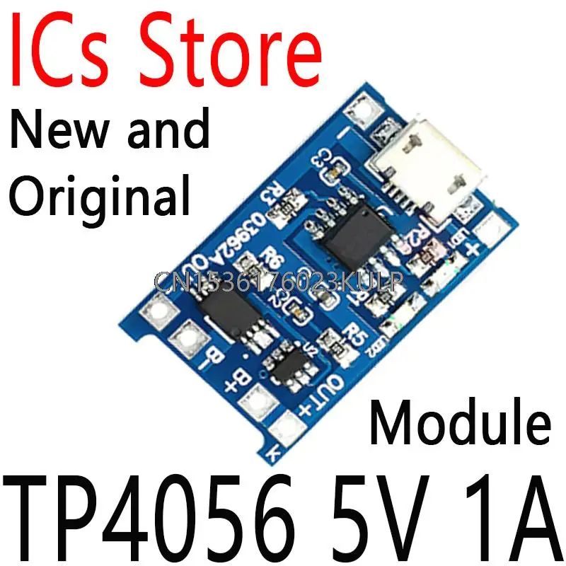 2PCS Micro USB 18650 Lithium Battery Charger Module Charging Board With Dual Functions TP4056 5V 1A