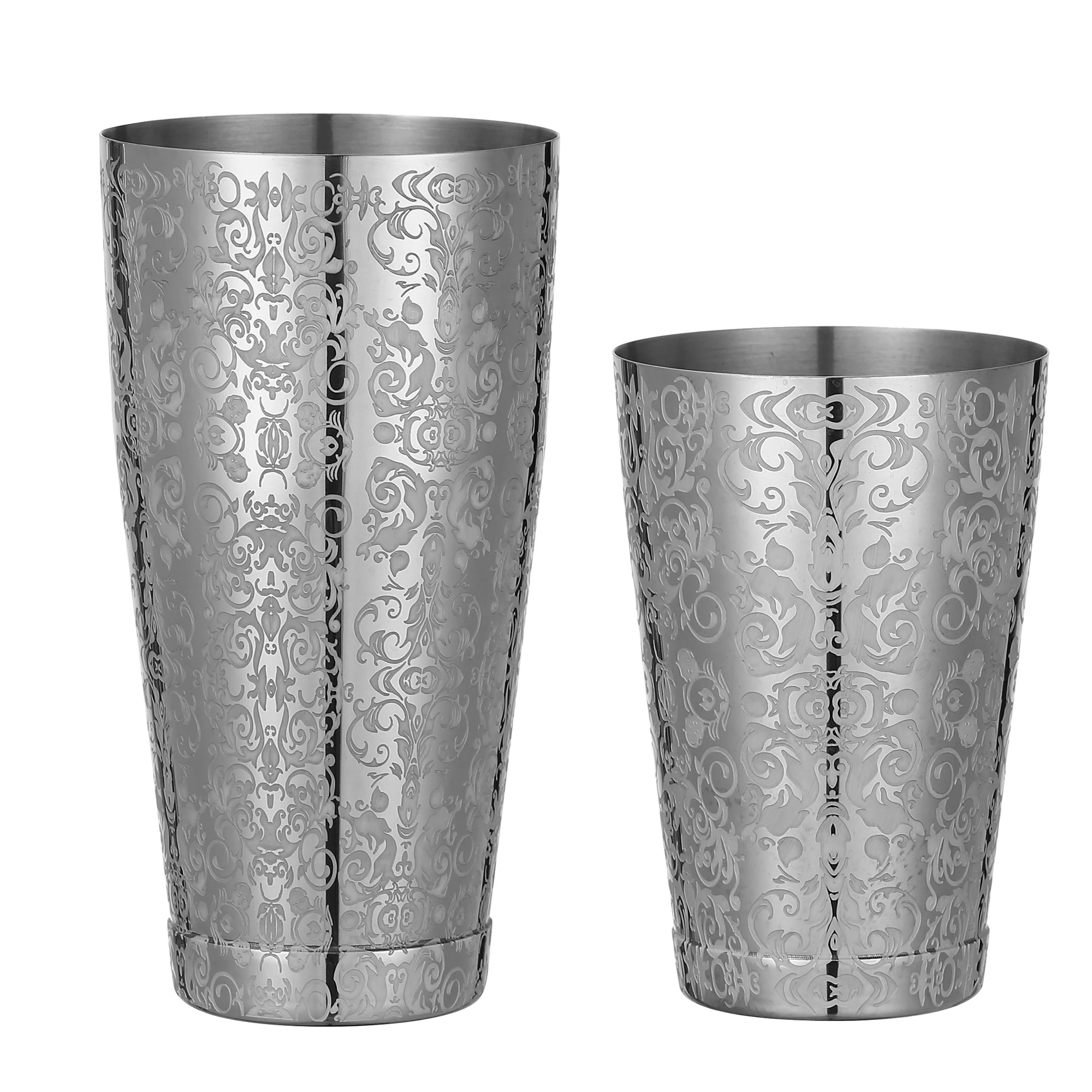 Stainless Steel Boston Shaker Bar Shaker with Different Surface Finish -2 Piece Cocktail Shaker, 15-Ounce and 25-Ounce